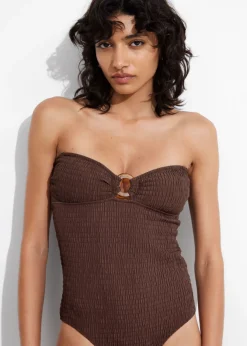 Online & Other Stories Maillot De Bain à Smocks Et à Encolure Bandeau Marron