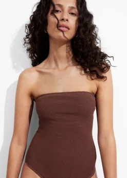 Flash Sale & Other Stories Maillot Texturé à Encolure Bandeau Marron