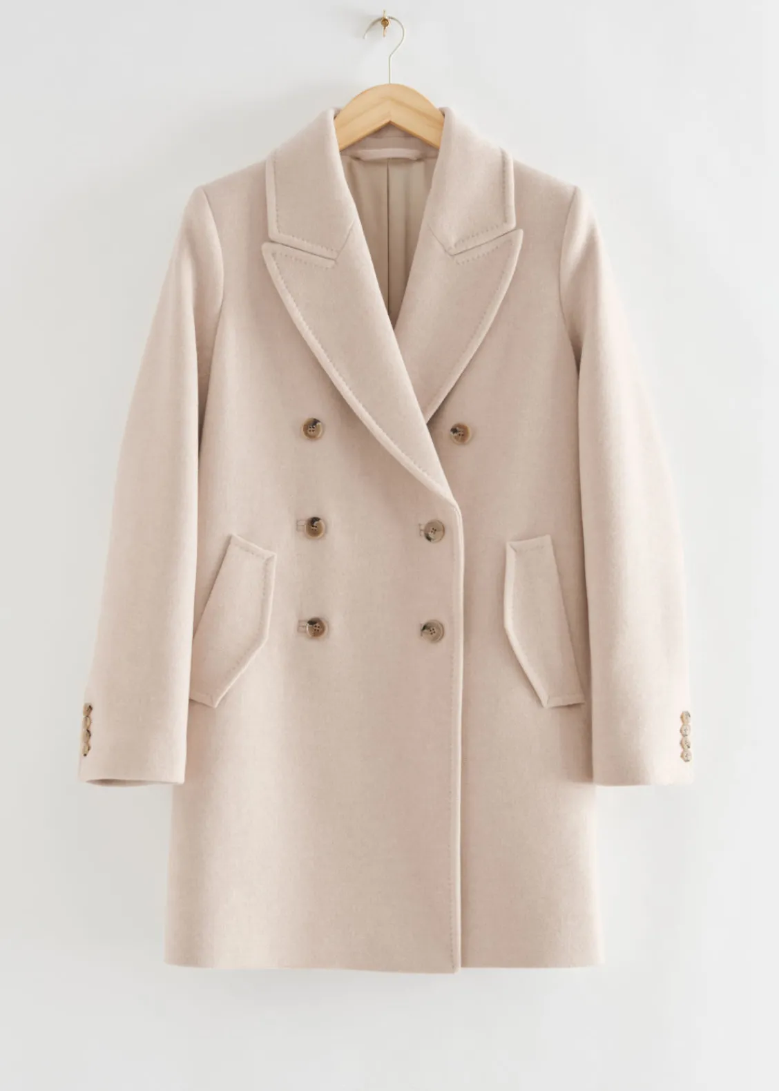 Discount & Other Stories Manteau Carré à Double Boutonnage En Laine Blanc