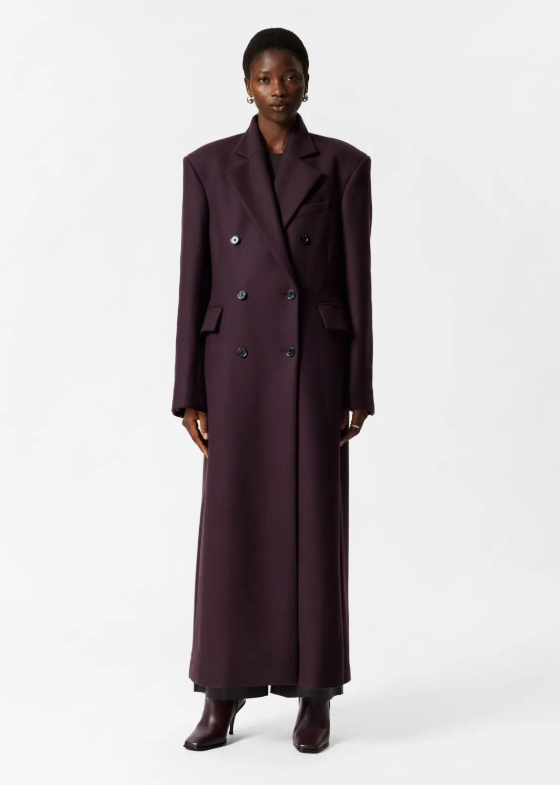 Sale & Other Stories Manteau Long En Laine Mélangée Violet foncé