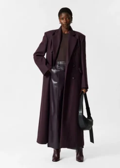 Sale & Other Stories Manteau Long En Laine Mélangée Violet foncé
