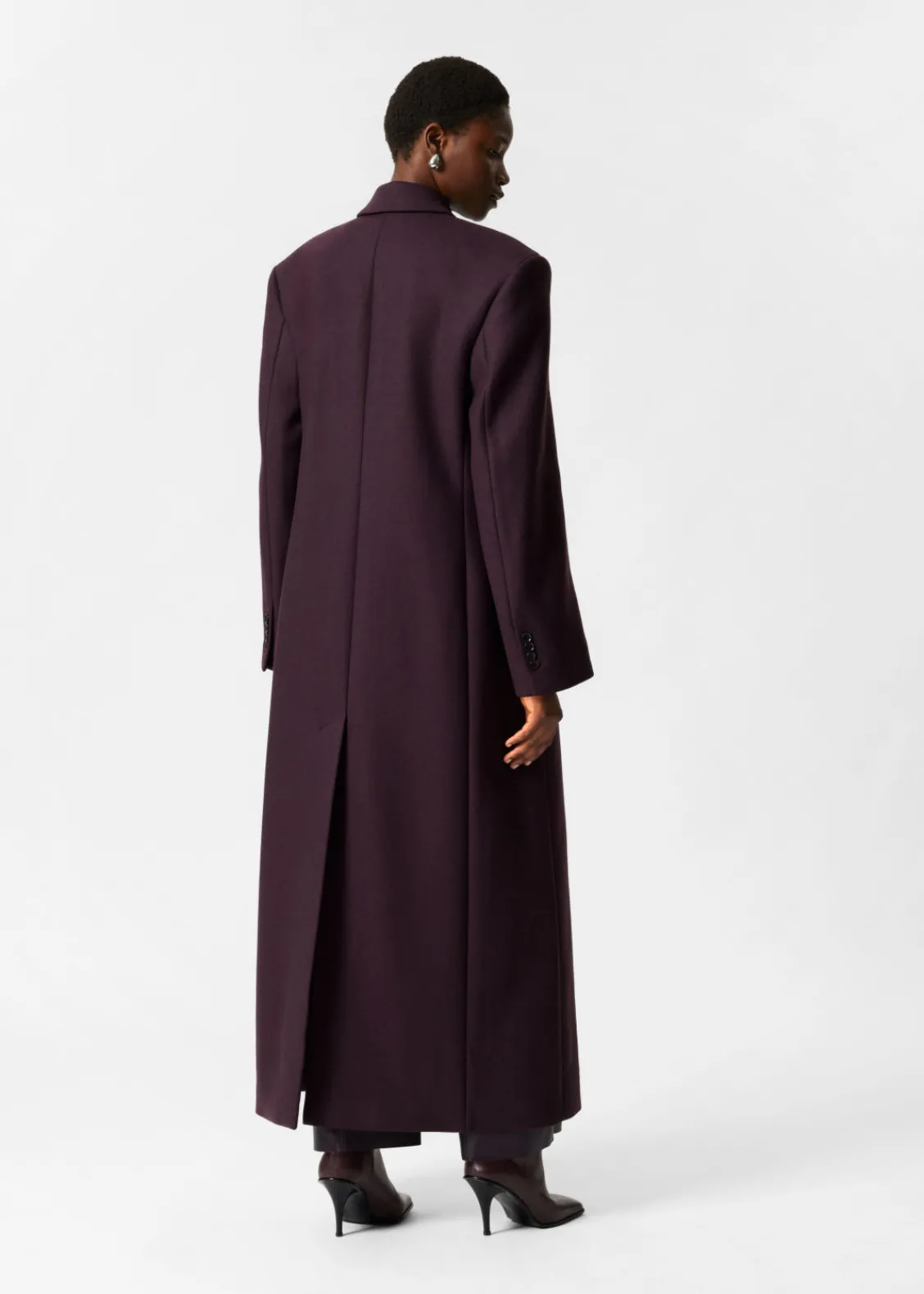 Sale & Other Stories Manteau Long En Laine Mélangée Violet foncé