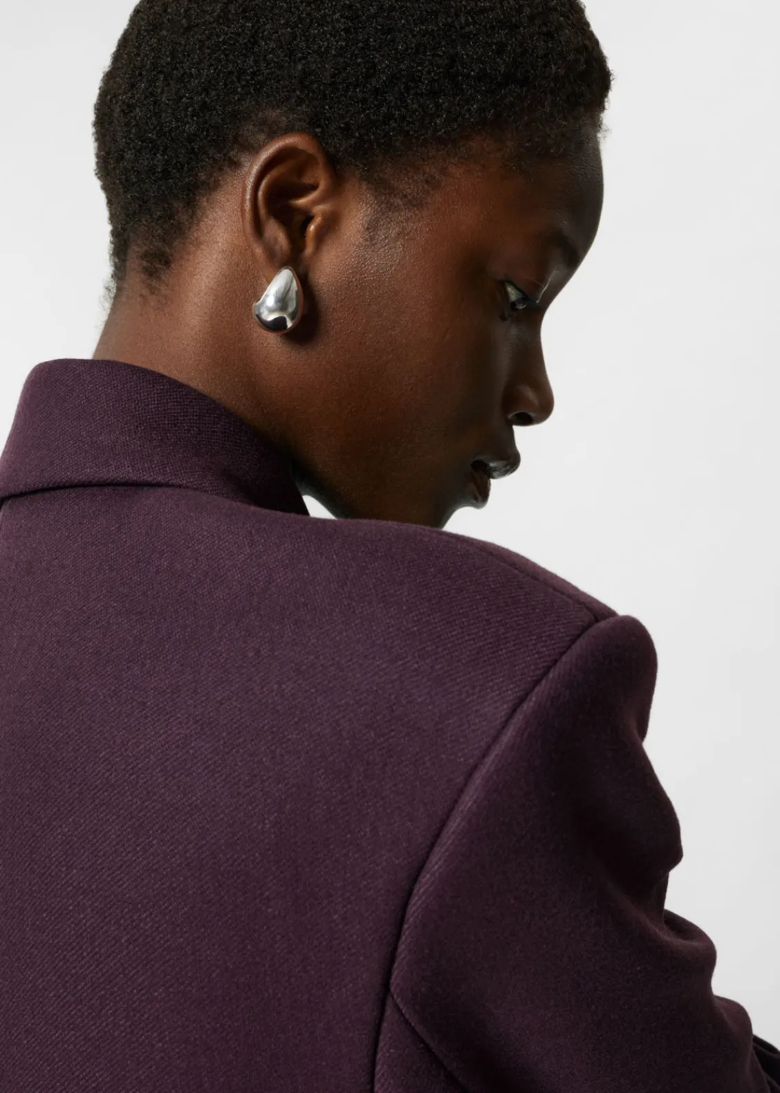 Sale & Other Stories Manteau Long En Laine Mélangée Violet foncé