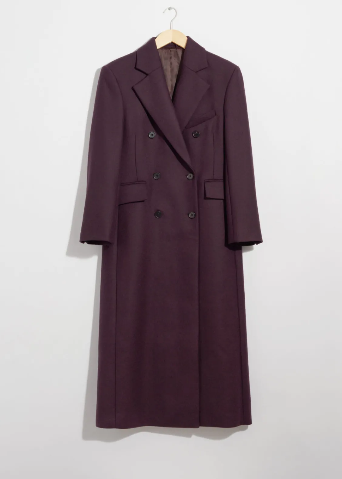 Sale & Other Stories Manteau Long En Laine Mélangée Violet foncé
