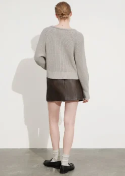 Online & Other Stories Mini-jupe à Taille Haute En Cuir Marron foncé