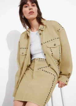 Online & Other Stories Mini-jupe Cloutée En Jean Beige