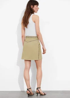 Online & Other Stories Mini-jupe Cloutée En Jean Beige