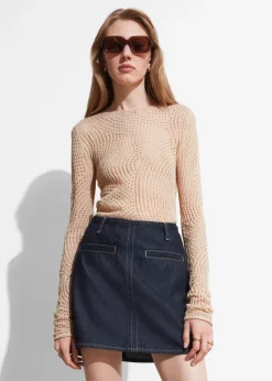 Discount & Other Stories Mini-jupe En Denim Surpiqué Bleu foncé