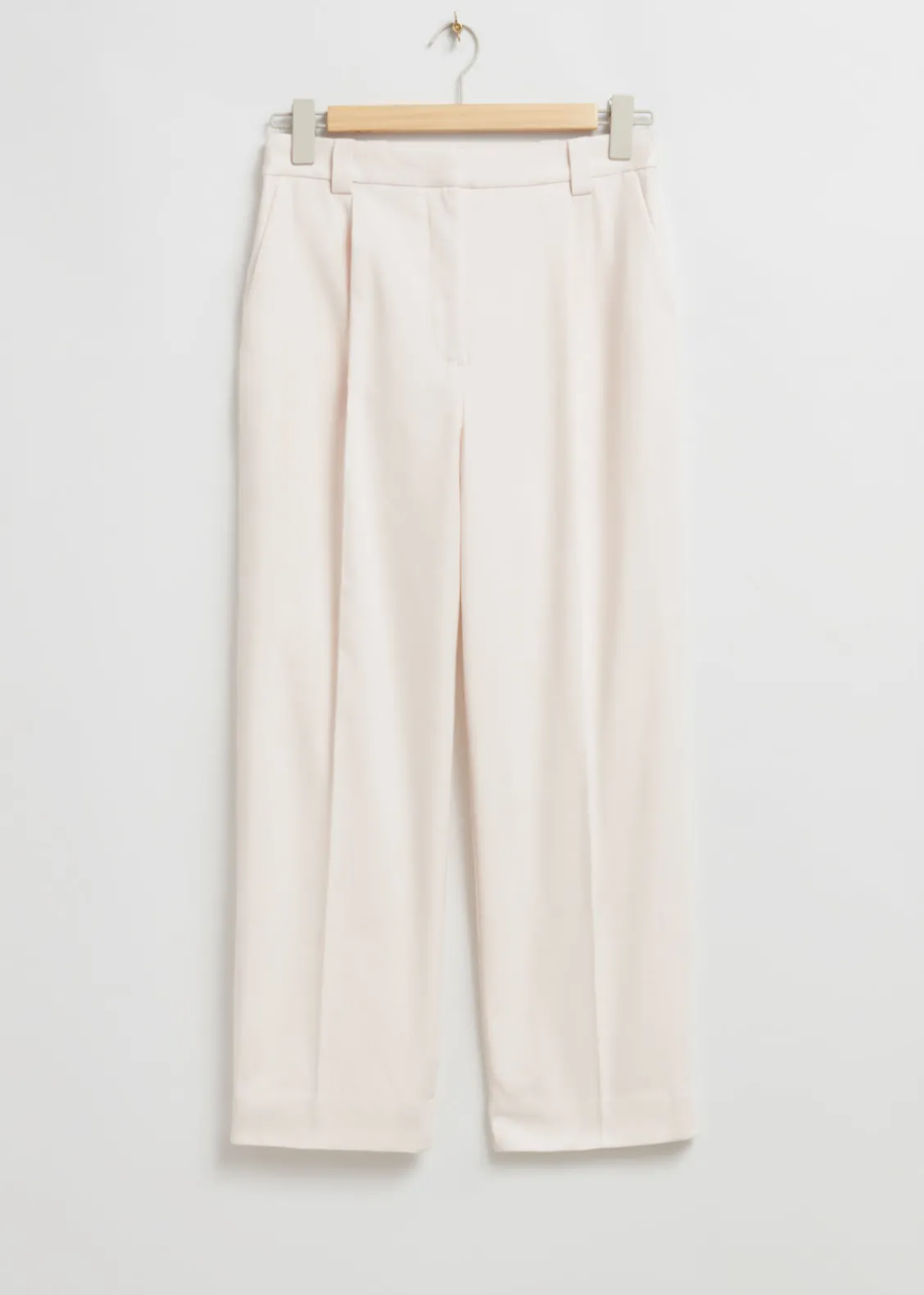 Cheap & Other Stories Pantalon Droit Plissé Couleur crème