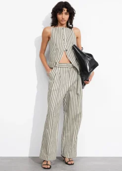 Best Sale & Other Stories Pantalon Habillé Rayé Rayures beiges/noires
