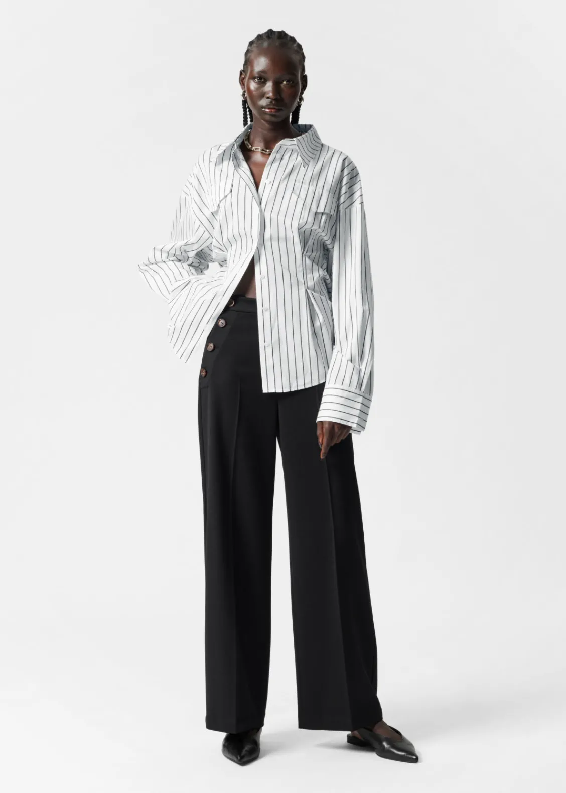 Cheap & Other Stories Pantalon Marin Large Noir