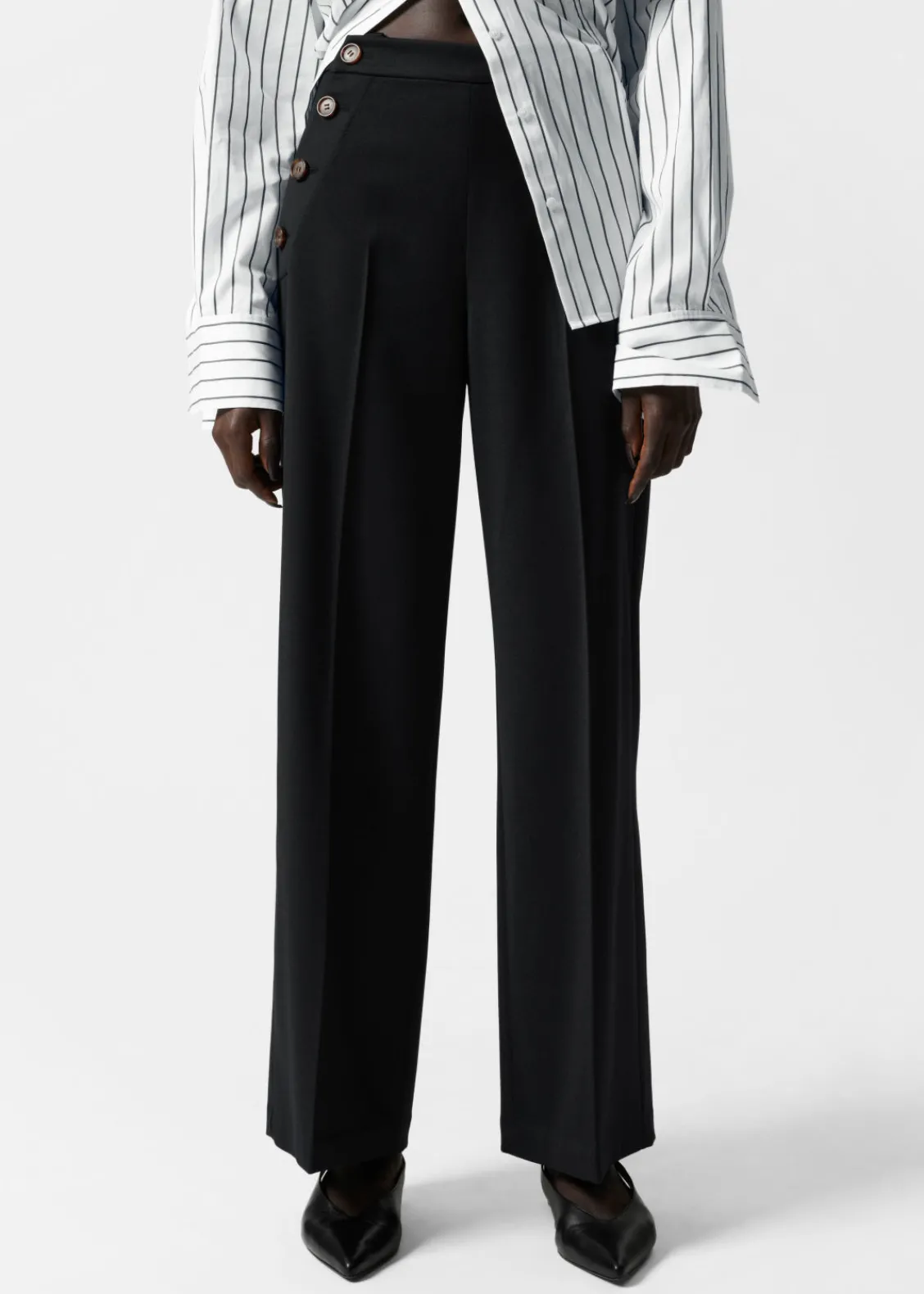 Cheap & Other Stories Pantalon Marin Large Noir