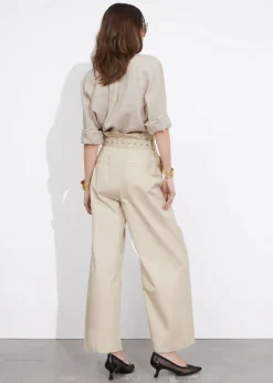Outlet & Other Stories Pantalon Taille Haute Froncée à Ceinture à œillets