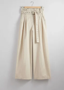 Outlet & Other Stories Pantalon Taille Haute Froncée à Ceinture à œillets