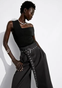 Outlet & Other Stories Pantalon Taille Haute Froncée à Ceinture à œillets