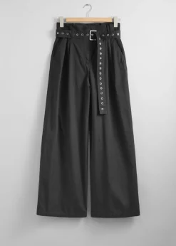 Outlet & Other Stories Pantalon Taille Haute Froncée à Ceinture à œillets