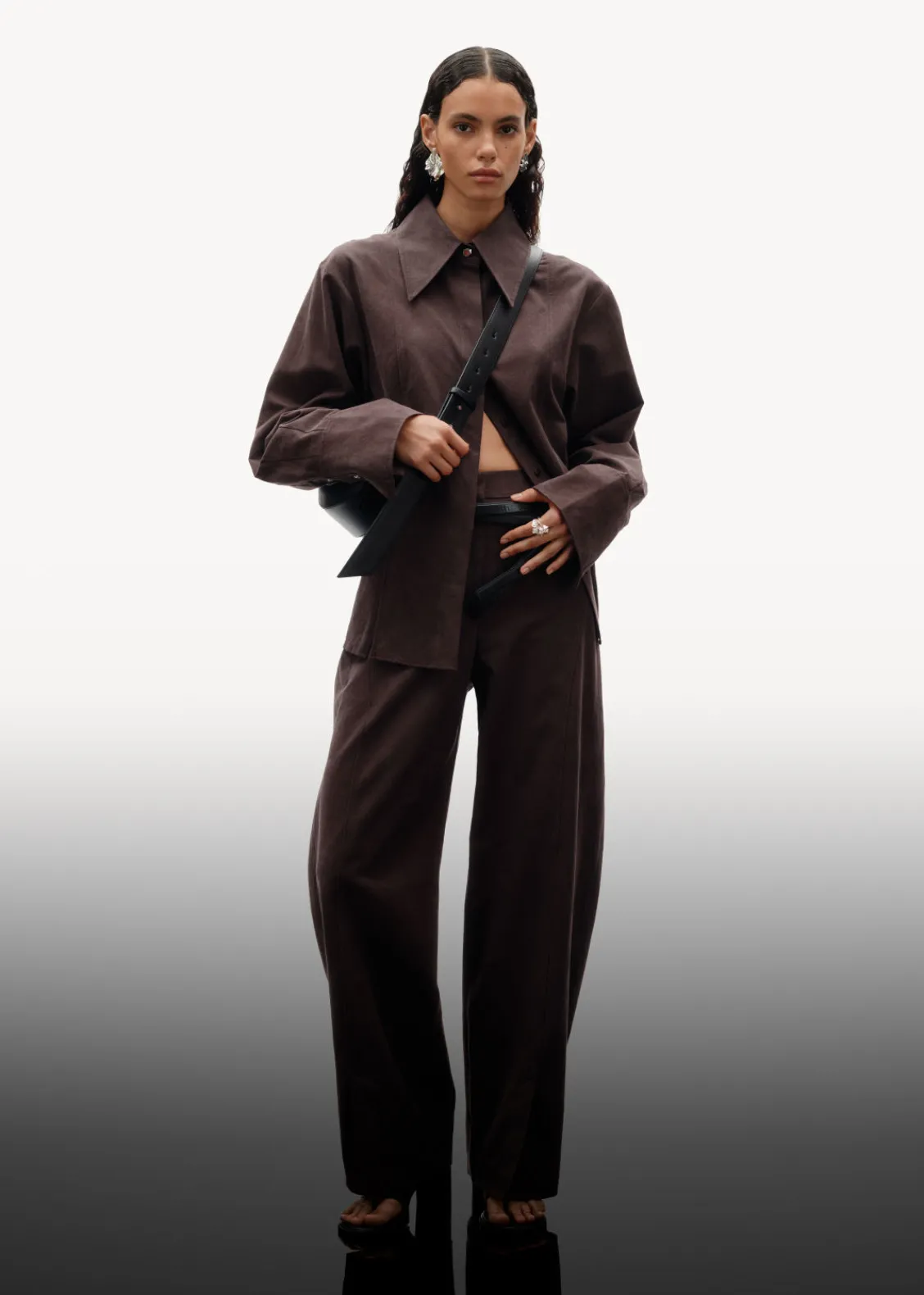 Store & Other Stories Pantalon Tailleur En Soie Mélangée Marron Clair