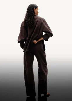 Store & Other Stories Pantalon Tailleur En Soie Mélangée Marron Clair