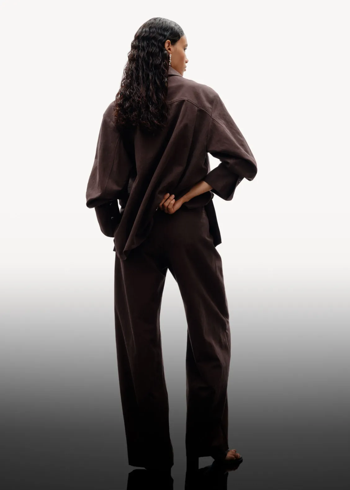 Store & Other Stories Pantalon Tailleur En Soie Mélangée Marron Clair