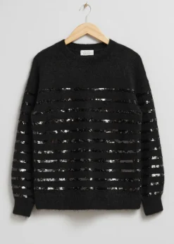 Hot & Other Stories Pull Avec Rayures De Sequins Noir