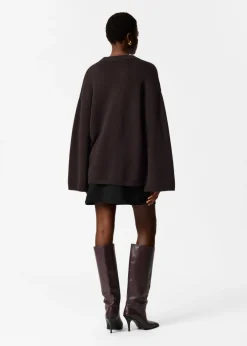 New & Other Stories Pull En Laine Mérinos à Boutons Marron foncé