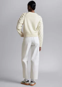 Best & Other Stories Pull En Maille Aux Motifs Floraux Appliqués Blanc