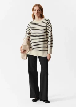 Discount & Other Stories Pull Rayé Bleu marine/Blanc