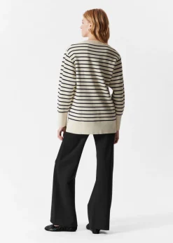 Discount & Other Stories Pull Rayé Bleu marine/Blanc
