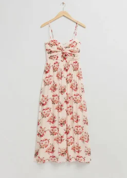 Store & Other Stories Robe Bustier Torsadée Imprimé fleuri blanc