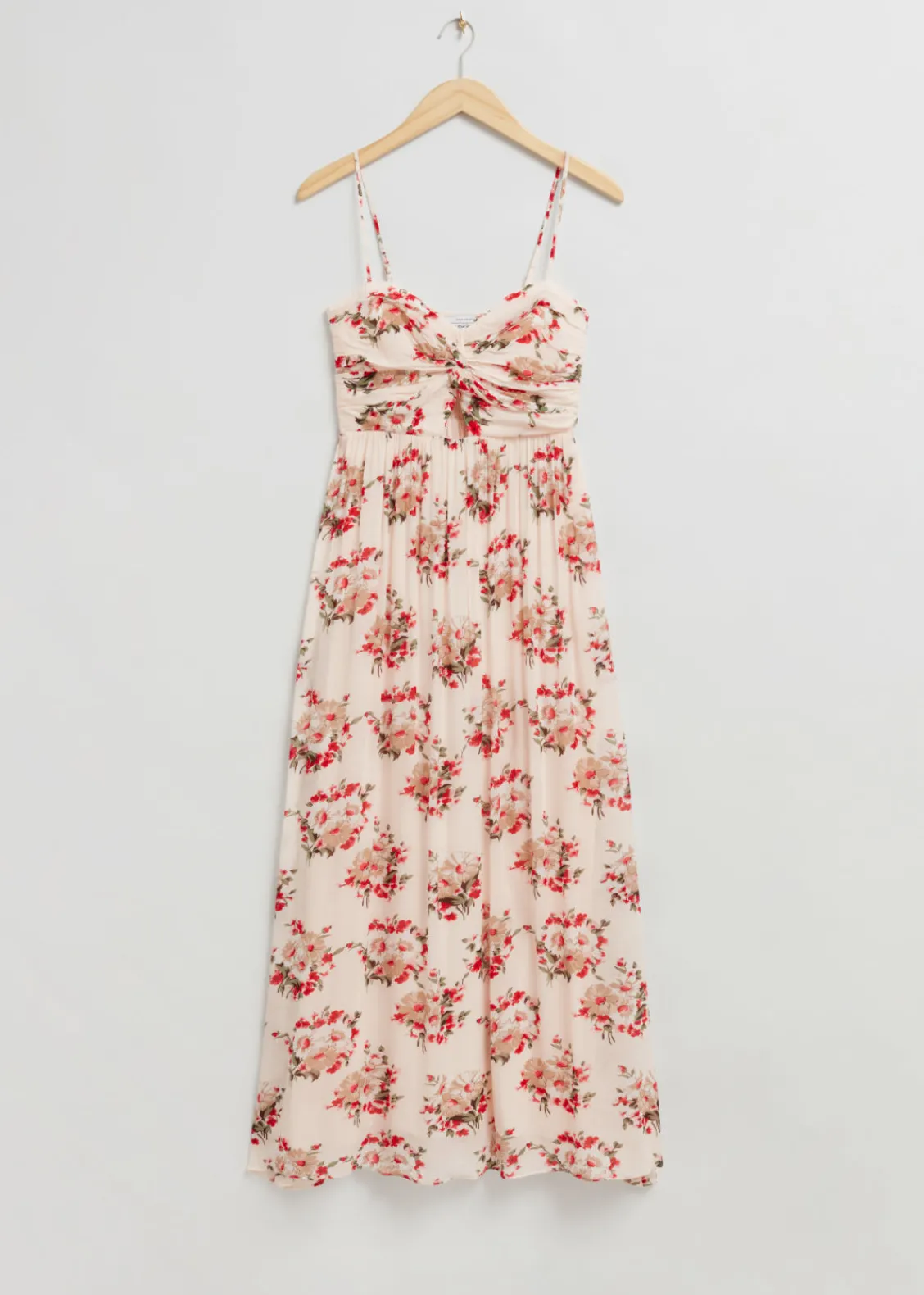 Store & Other Stories Robe Bustier Torsadée Imprimé fleuri blanc