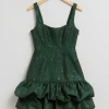 Fashion & Other Stories Robe Courte Boule Sans Manches Jacquard vert