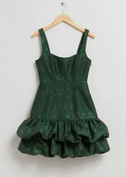 Fashion & Other Stories Robe Courte Boule Sans Manches Jacquard vert