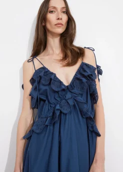 Clearance & Other Stories Robe Courte Brodée à Bretelles Bleu foncé
