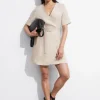 Clearance & Other Stories Robe Courte Ceinturée En Lin Beige