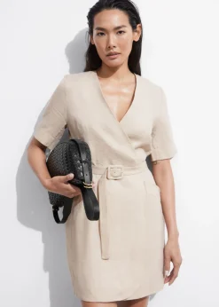 Clearance & Other Stories Robe Courte Ceinturée En Lin Beige
