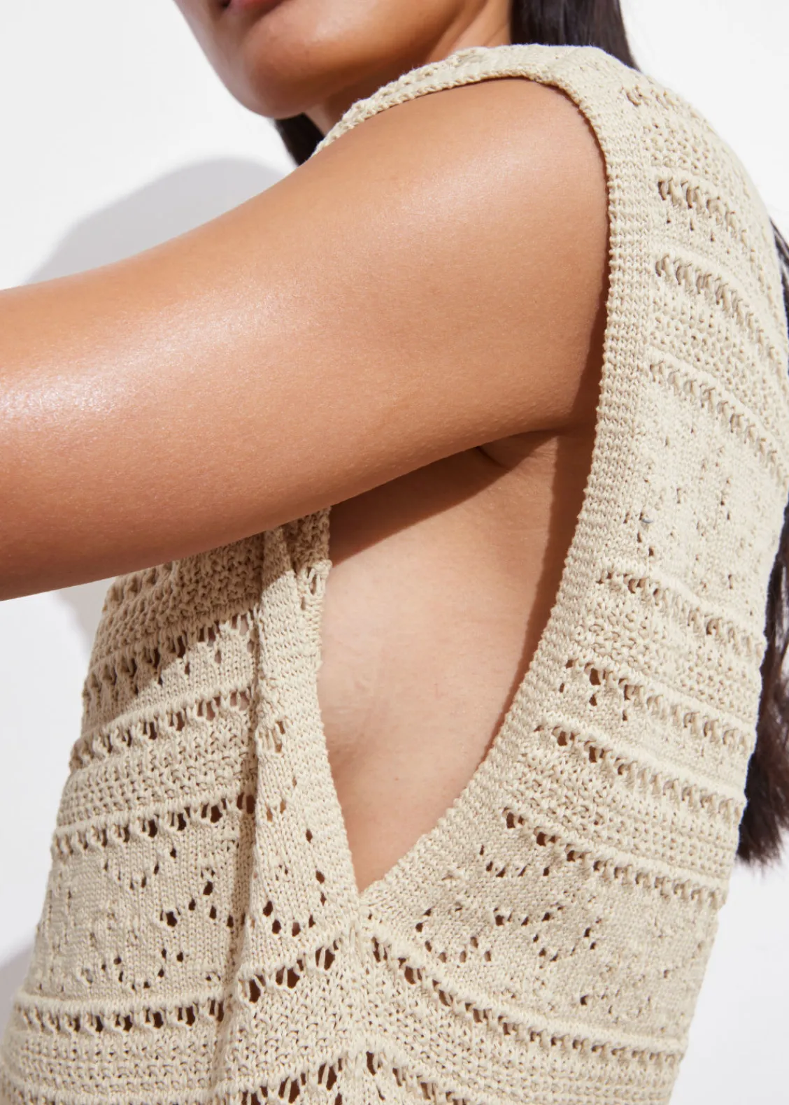 Store & Other Stories Robe Courte Crochetée Beige