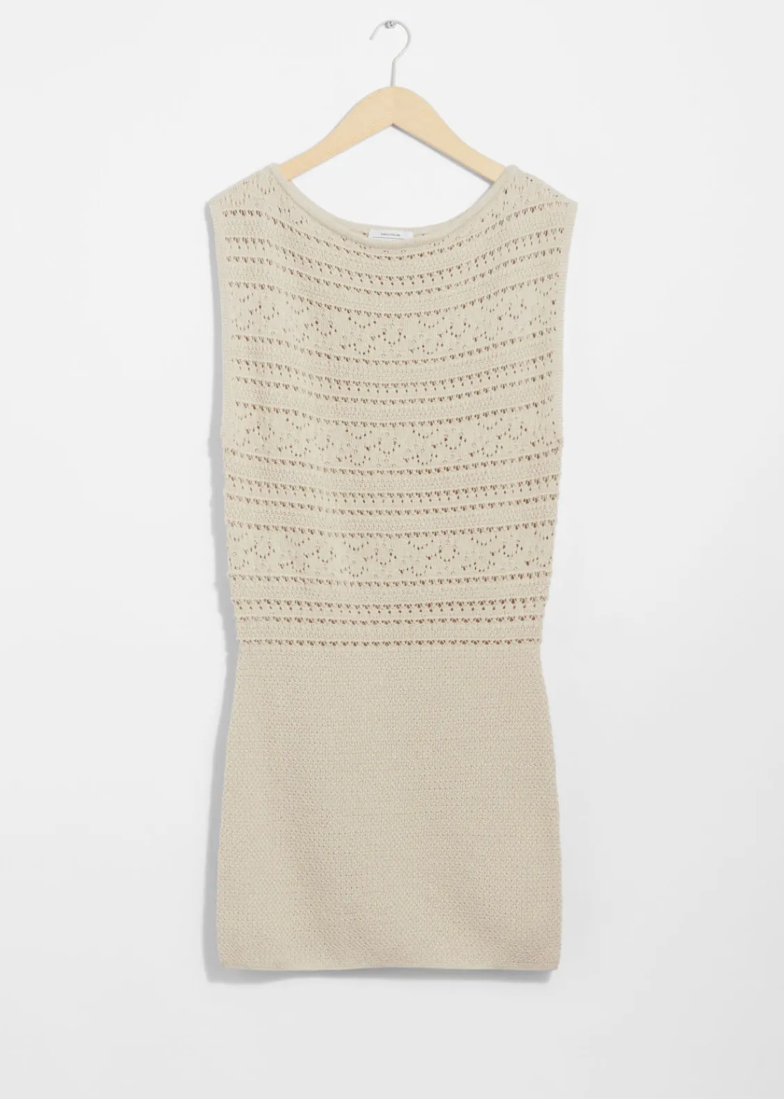 Store & Other Stories Robe Courte Crochetée Beige