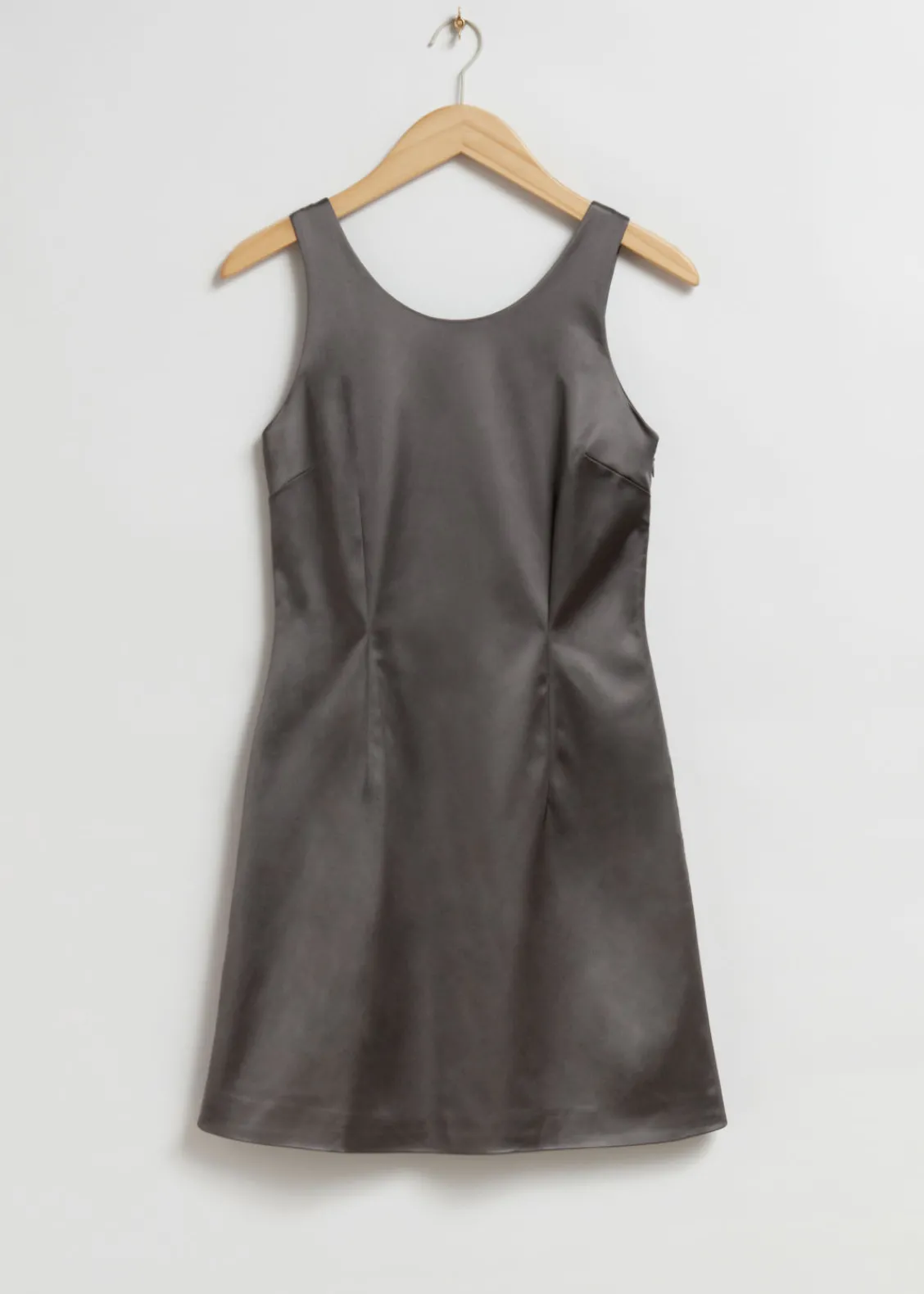 Best & Other Stories Robe Courte En Satin Gris poudré