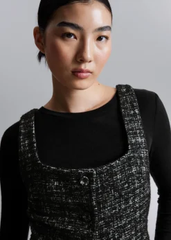 Store & Other Stories Robe Courte Sans Manches En Tweed Tweed noir