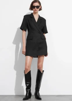 Flash Sale & Other Stories Robe Courte Style Blazer En Lin Noir
