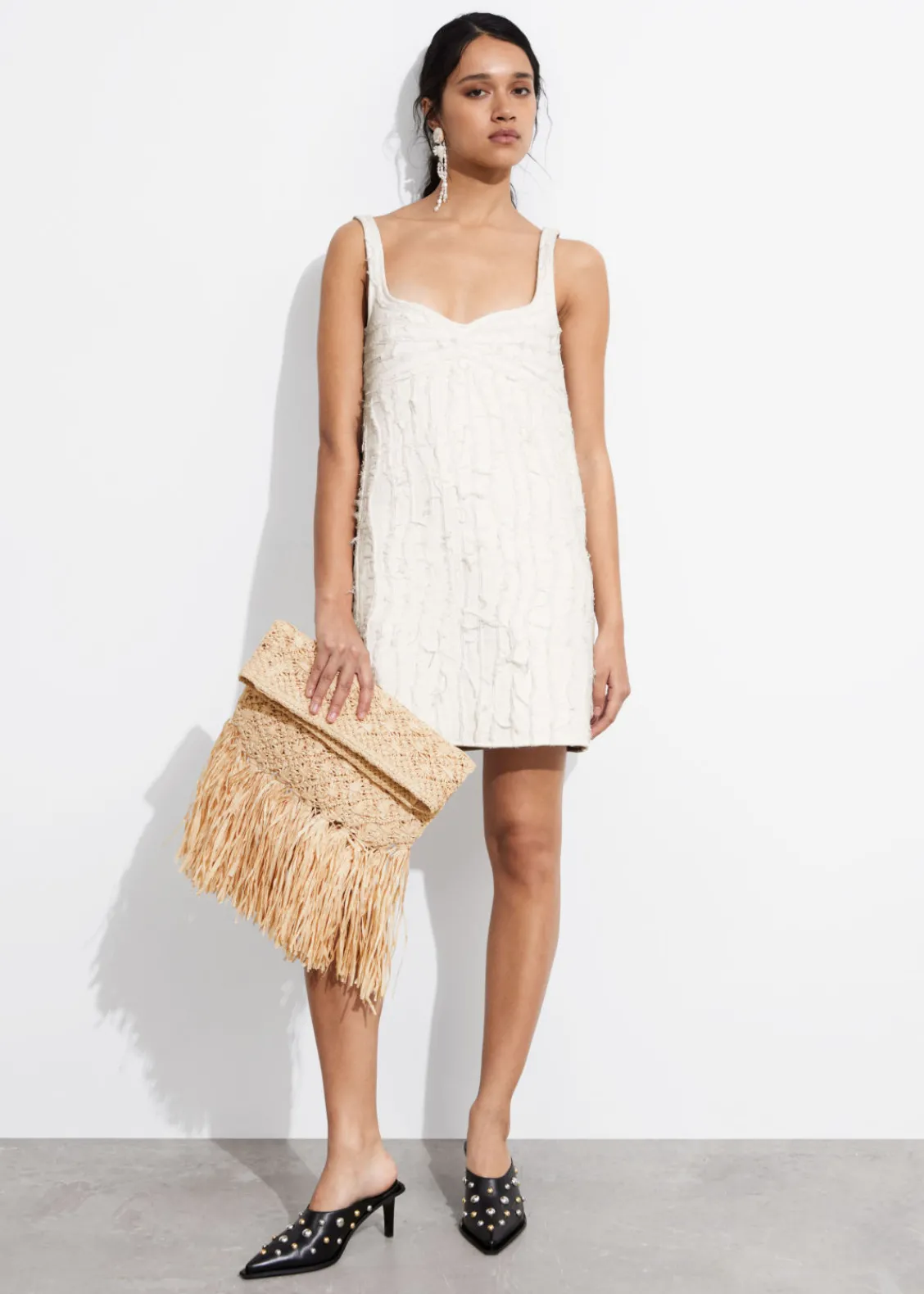 Sale & Other Stories Robe Courte Texturée Blanc