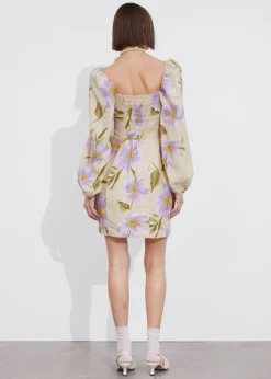 Hot & Other Stories Robe Courte Trapèze En Lin Motifs fleuris lilas