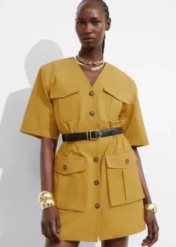 Clearance & Other Stories Robe Courte Utilitaire à Manches Courtes Moutarde