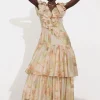 Flash Sale & Other Stories Robe Longue à Cascade De Volants Motifs fleuris roses/verts