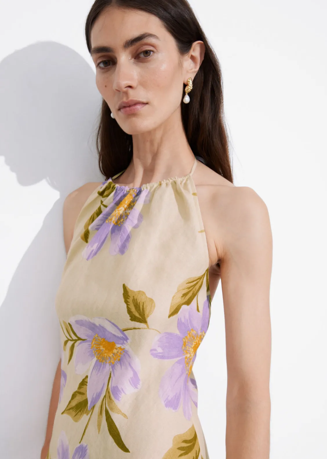 New & Other Stories Robe Longue à Dos Nu En Lin Motifs fleuris lilas