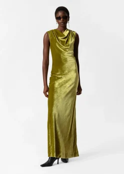 Best & Other Stories Robe Longue Drapée En Velours Olive