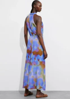 Shop & Other Stories Robe Longue Imprimée à Dos Nu Imprimé bleu