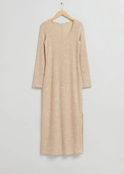 Hot & Other Stories Robe Longue Pailletée Beige