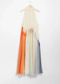 Hot & Other Stories Robe Longue Sans Manches Crème/Orange/Lilas