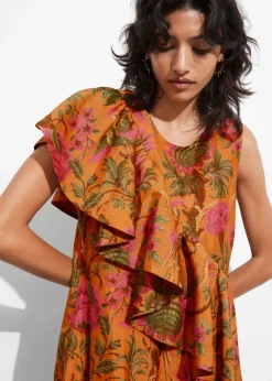 Clearance & Other Stories Robe Midi à Cascade De Volants Imprimé orange